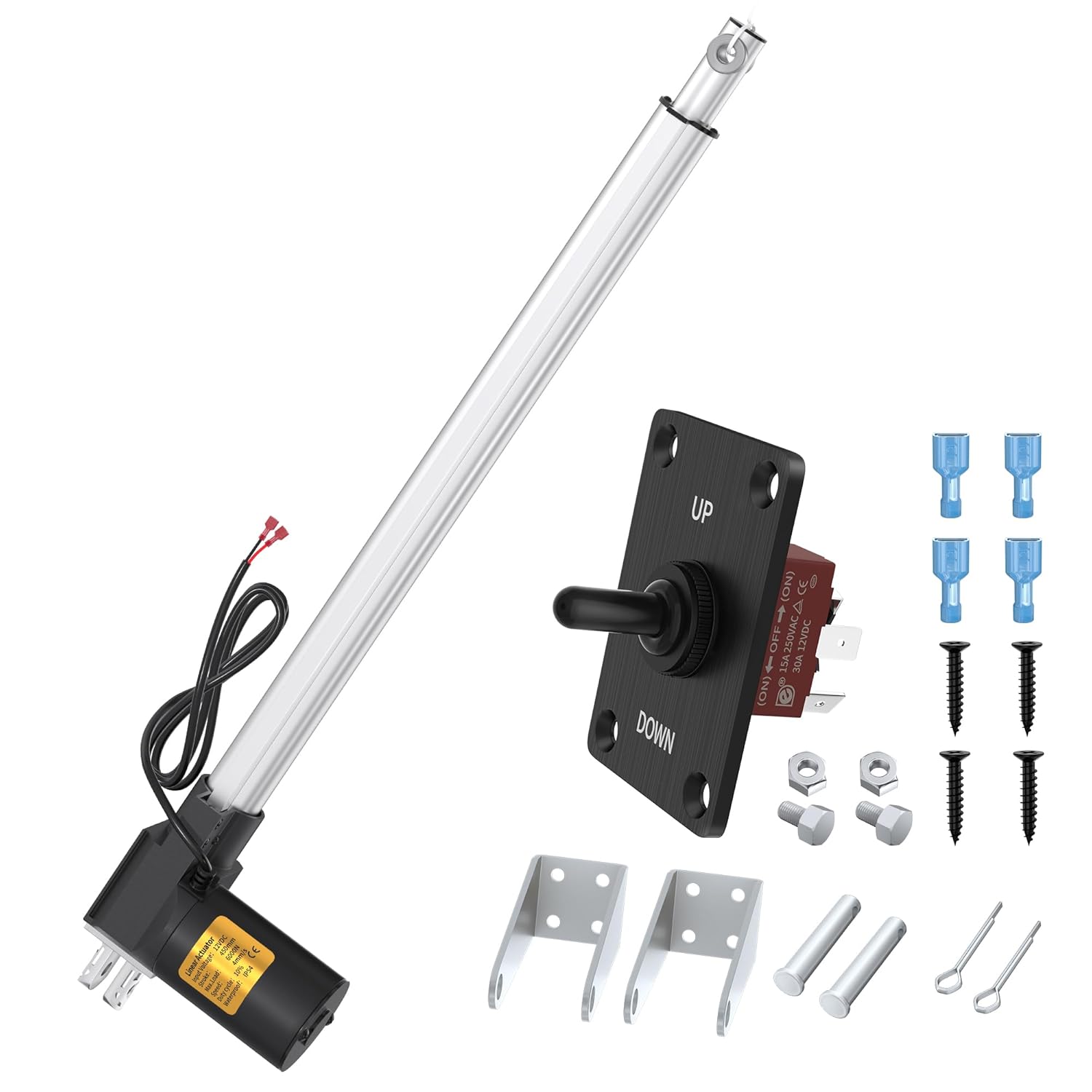 12v Actuator Heavy Duty 12v 18 Inch Stroke Electric Actuator 12v Linear Actuator 6000N 1320lb IP54 Waterproof with Switch 18"/450mm 6000N-4mm/s 1