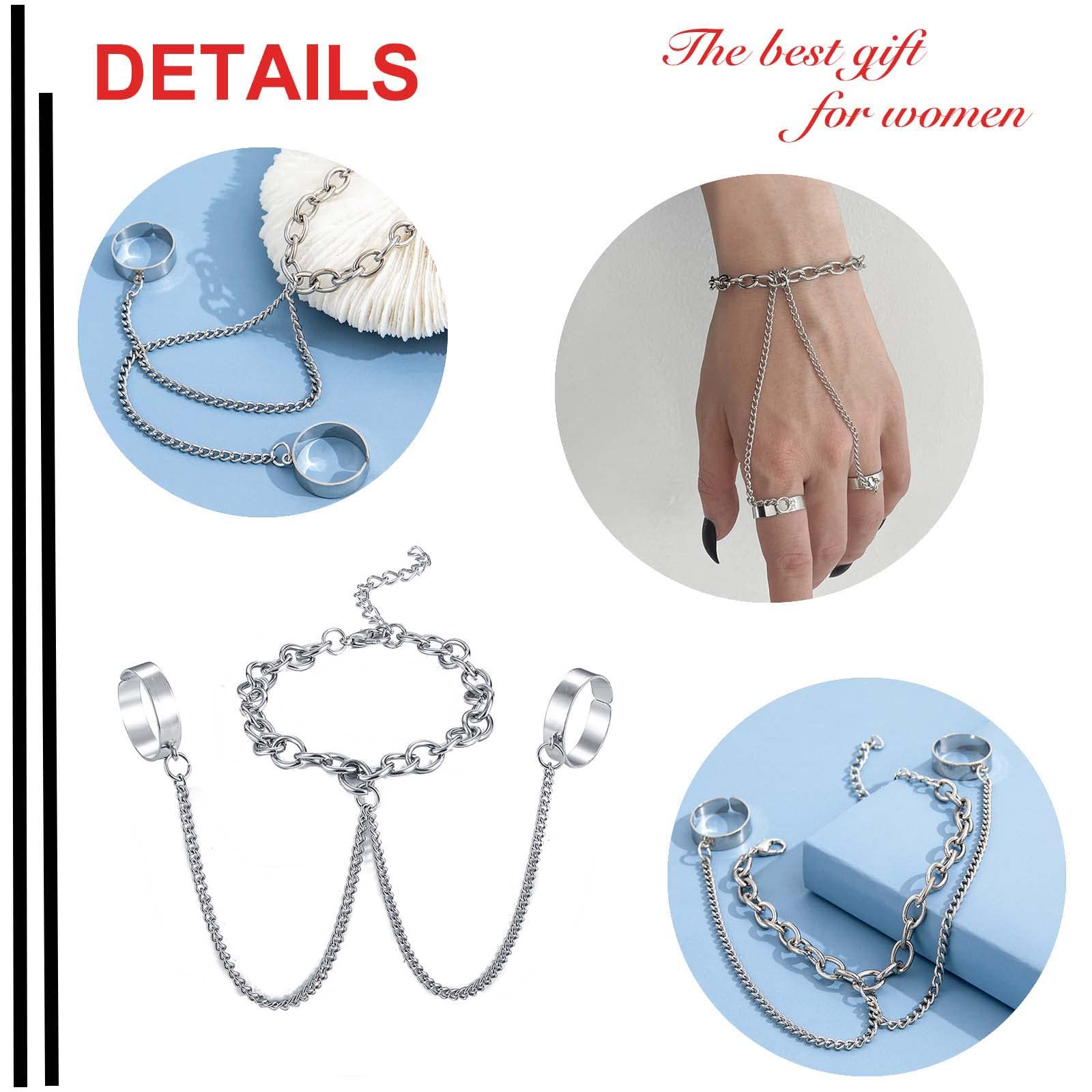 Atentuyi Strass Dito Anello Bracciale Oro Cz Mano Imbracatura Mano
