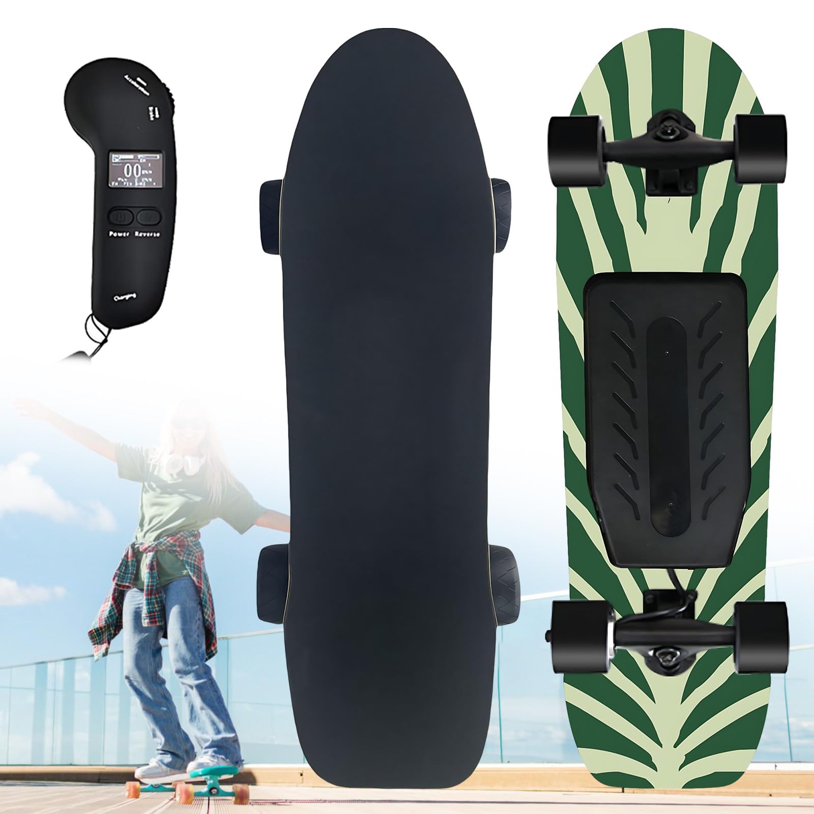 Skateboard elettrico per adulti, Dual Drive, velocità 45 km/h, autonomia 16 miglia, 30% di salita, ideale per passeggiate in città e in parco