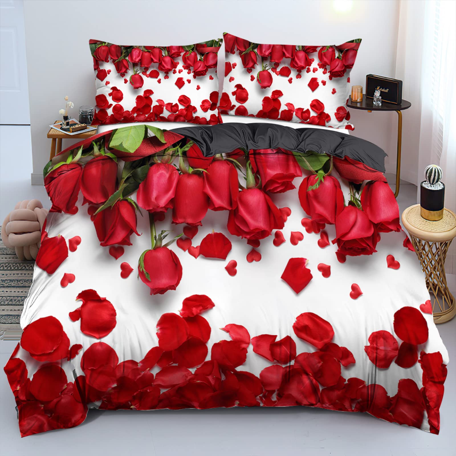 Housse de couette 140x200 microfibre anti-froissement rose rouge facile à zipper