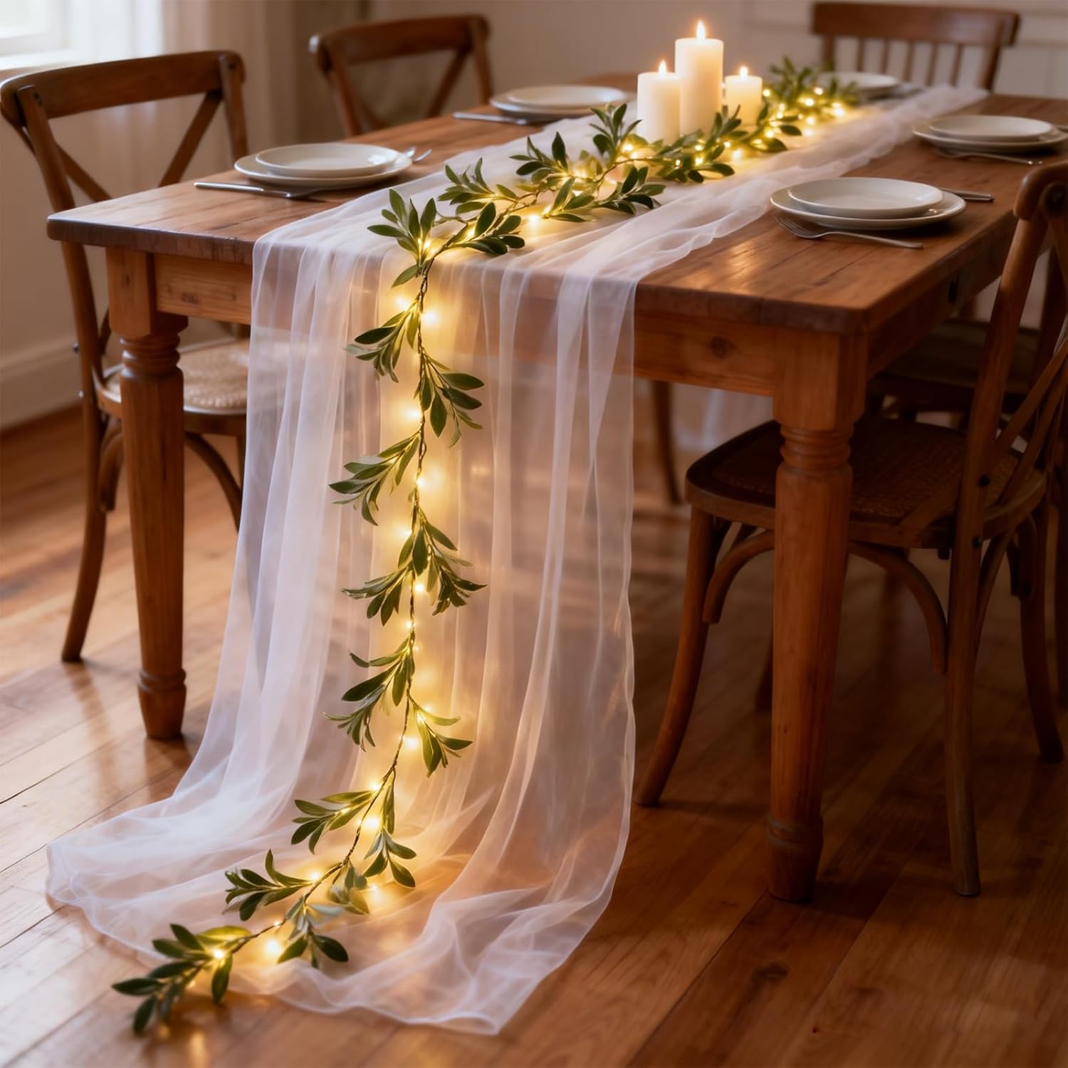 Artificial Olive Garland with Lights, 6FT Fairy Light Olive Vine with Timer, 8 Modes, Waterproof Battery Operated, Faux Greenery Vine for Spring Easter Wedding Decoration