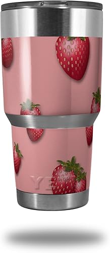 Fresas en rosa – Etiqueta autoadhesiva estilo piel Wrap cabe Yeti Rambler y Walmart Ozark Trail 30oz vasos (Vaso no incluido)