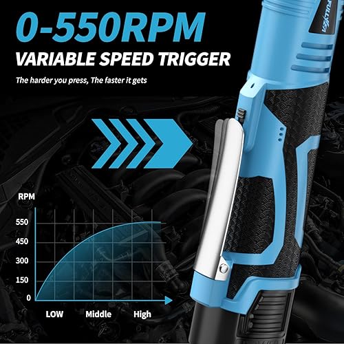 Miniatura 4 de Juego de llaves de trinquete eléctricas, kit de herramientas de trinquete inalámbrico de 18 V, 550 RPM, llave de trinquete de potencia de velocidad