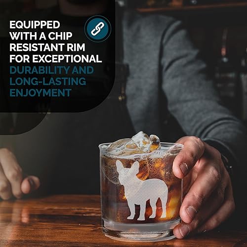 Miniatura 5 de shop4ever Vaso de whisky grabado de raza de perro Bulldog Francés, 11 onzas, regalo para amantes de los perros