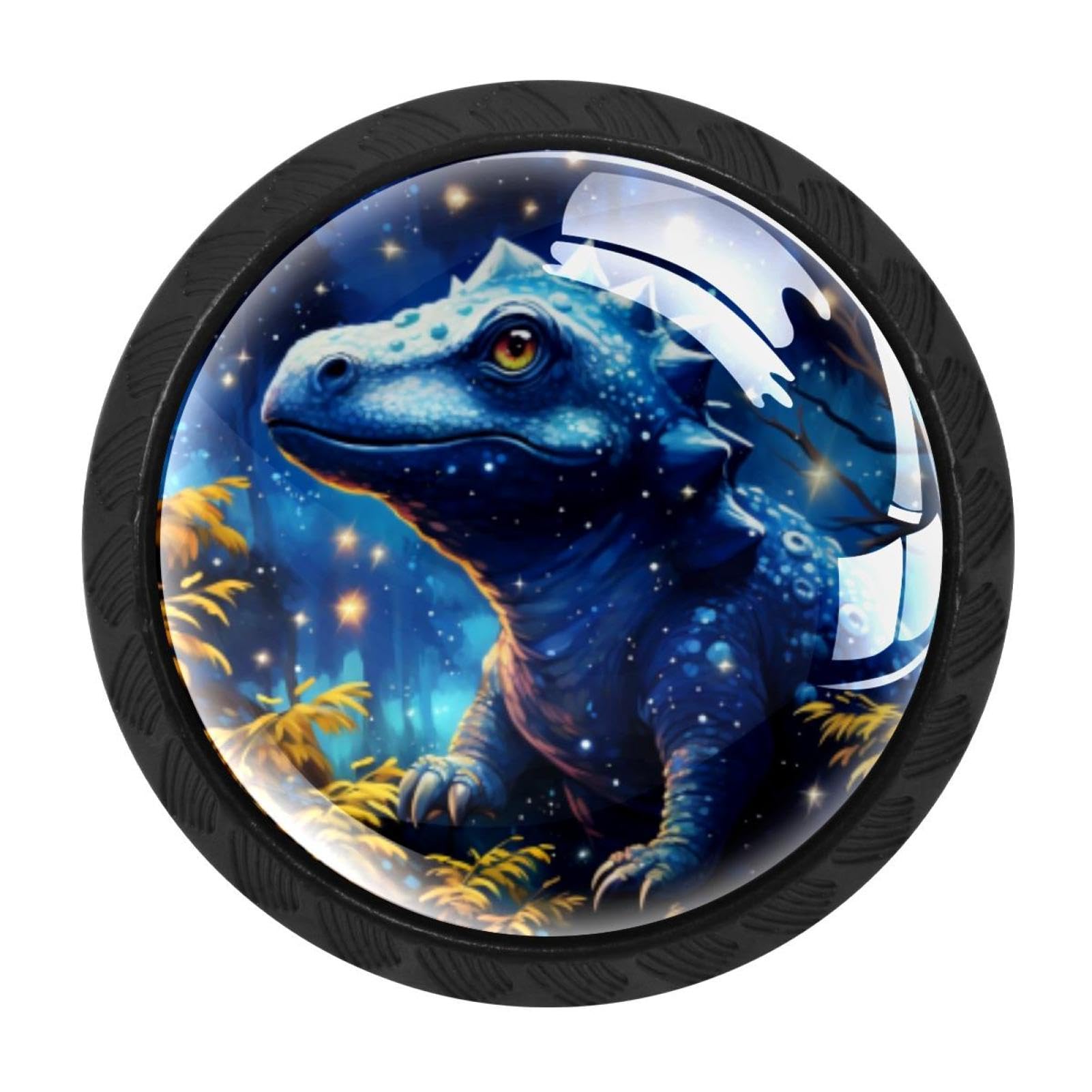 CHENZZZZ 4 PCS Starry Dinosaur Crystal Glass Cabinet Knob Drawer Pull Handle for Kitchen Cupboard Dresser Wardrobe etc