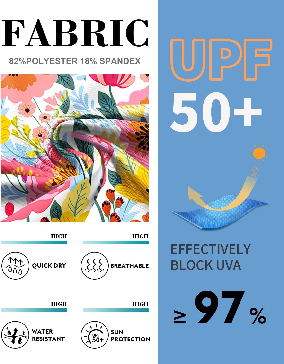 Soneven Women's Swim Shirt UPF 50+ Ruffle Sleeve Rash Guard UV Sun Protection Swimsuit Top Bathing Suit No Bottom - Image 5