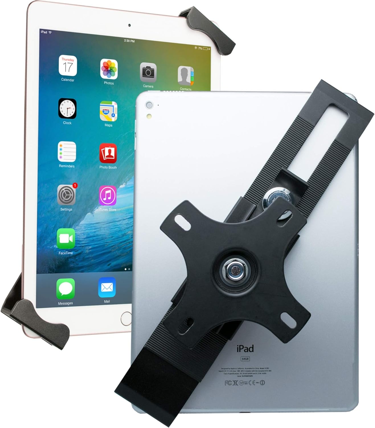 Compact Wall Mount – CTA Security Wall Mount with Lock & Key System for iPad 10th Gen 10.9" - iPad 7th/8th/9th Gen 10.2" - Galaxy Tab S3 - Surface Go 3 & Other 7-14” Tablets - Black (PAD-CSWM)