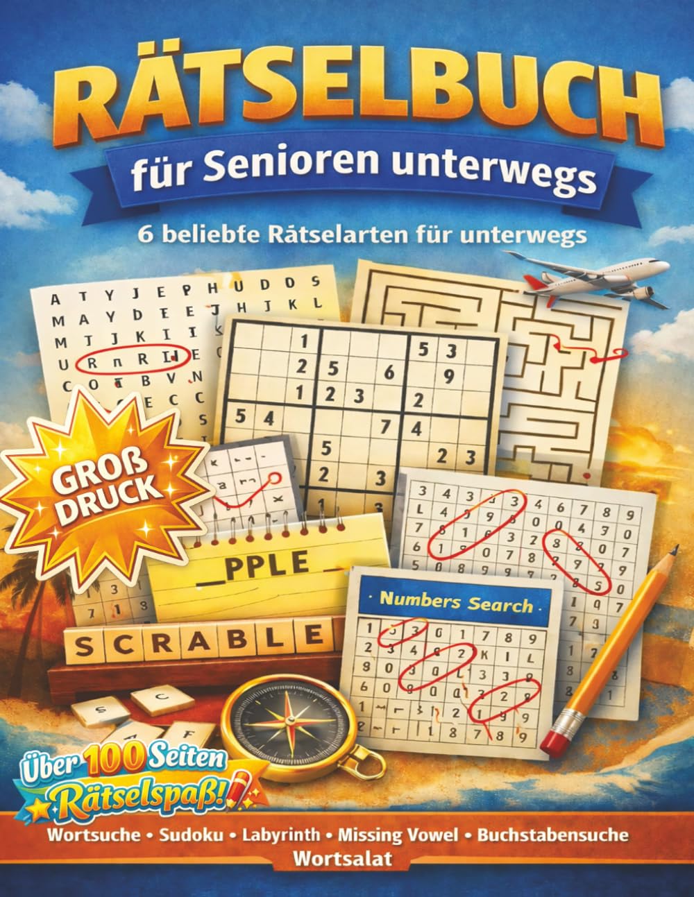 Rätselbuch für unterwegs – Senioren: Großdruck · Wortsuche, Sudoku, Labyrinthe & Zahlenrätsel – Entspannter Rätselspaß für unterwegs (Eine ... Denkspielen für Kinder und Erwachsene.)