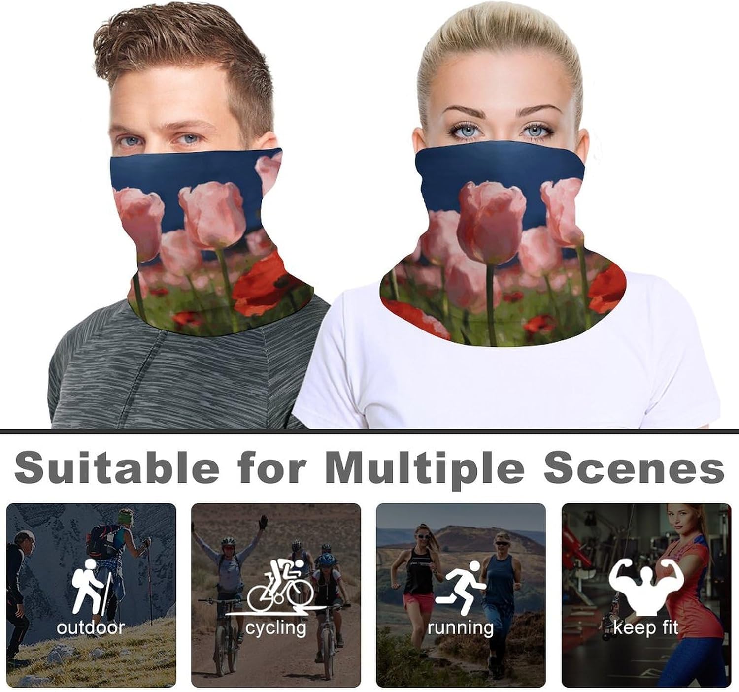 Moonlight Bathing in The Flower Field Neck Gaiter Face Mask for Men And Women Breathable Dustproof Face Cover Scarf for Outdoor Sports Sun Protection Bandana for Fishing Hiking