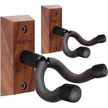 Guitar Wall Mount, Black Walnut Wood Guitar Wall Hanger, U-Shaped Guitar Hanger Wall Mount for Acoustic, Electric, Bass Guitar, Banjo, Mandolin, 2 Pack Guitar Holder, Guitar Hook for Men