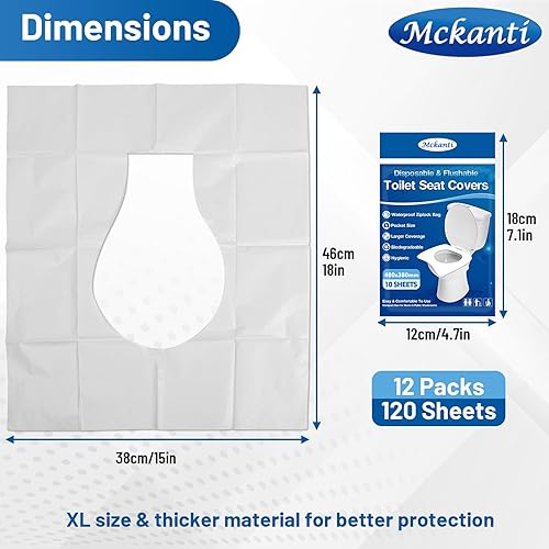 Miniatura 8 de Mckanti Fundas de asiento de inodoro desechables  Paquete de 120 fundas de asiento de inodoro de papel desechables XL para adultos y niños,