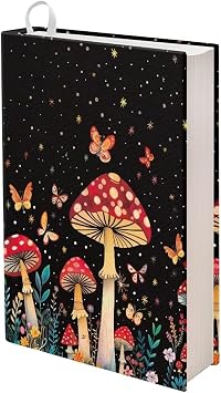 Gomyblomy Stretchable Book Covers for Textbooks, Aesthetic Butterfly Mushroom Design Bible Protective Covers, Hard Book Covers Reusable Textbook Jackets Protective Cover for Textbooks