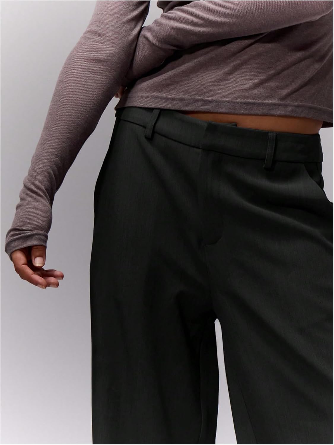 GORGLITTER Women's Dressy Low Rise Slacks Trousers Dress Pants Casual Wide Leg Work Trendy Travel Pants Business - Image 5