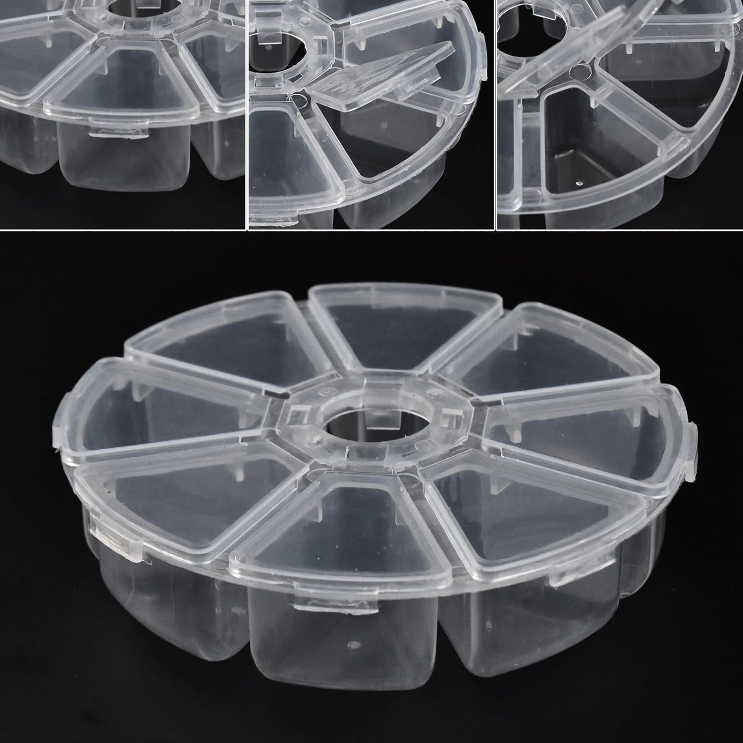 8 Grids Clear Plastic Bead Storage Containers Nail Box Storage Case Container, Floral Pattern Flip Top Jewelry Boxes Organizers for Jewelry Making and Crafts，Beads Rings Earrings (2) image 3