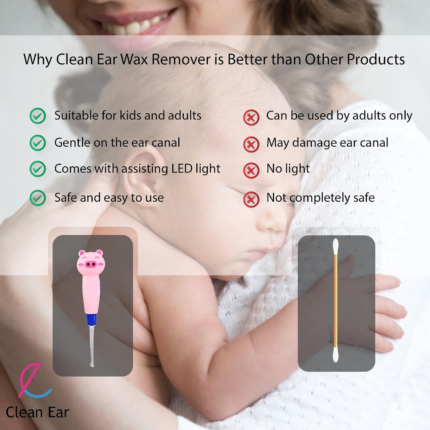 Ear Wax Removal Tool for Kids with LED Light, Remove Ear Wax with LED Light for Easy Access 3Pack
