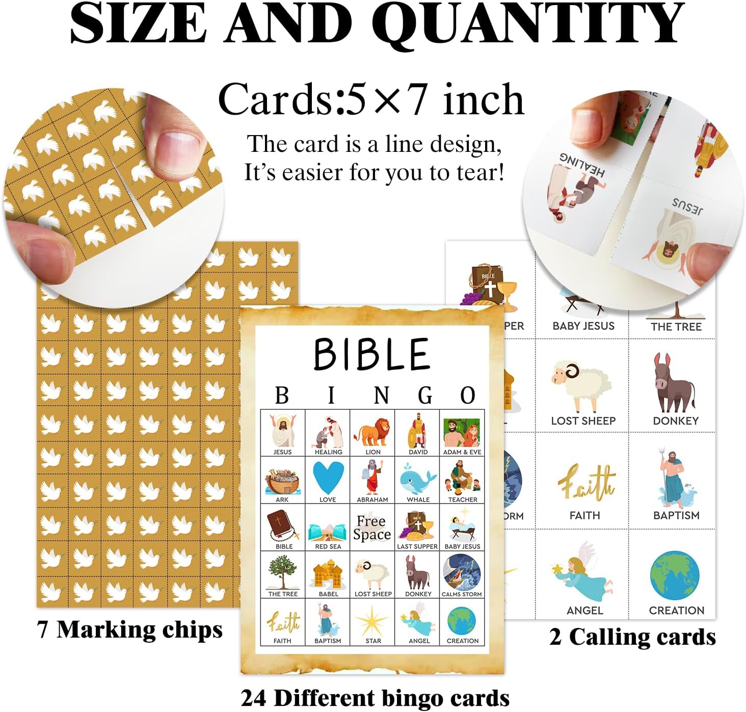 Bible Bingo Game - 24 Player Christian Church Bingo Cards for Women, Men & Family Parties - JK0103