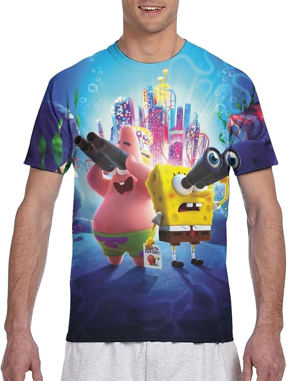 Amazon Co Jp スポンジボブ2 メンズ3dtシャツ ジムtシャツ ストレッチ 半袖スポーツ おしゃれ メンズ 吸汗 速乾性 カジュアル アクティブ Tシャツ ファッション