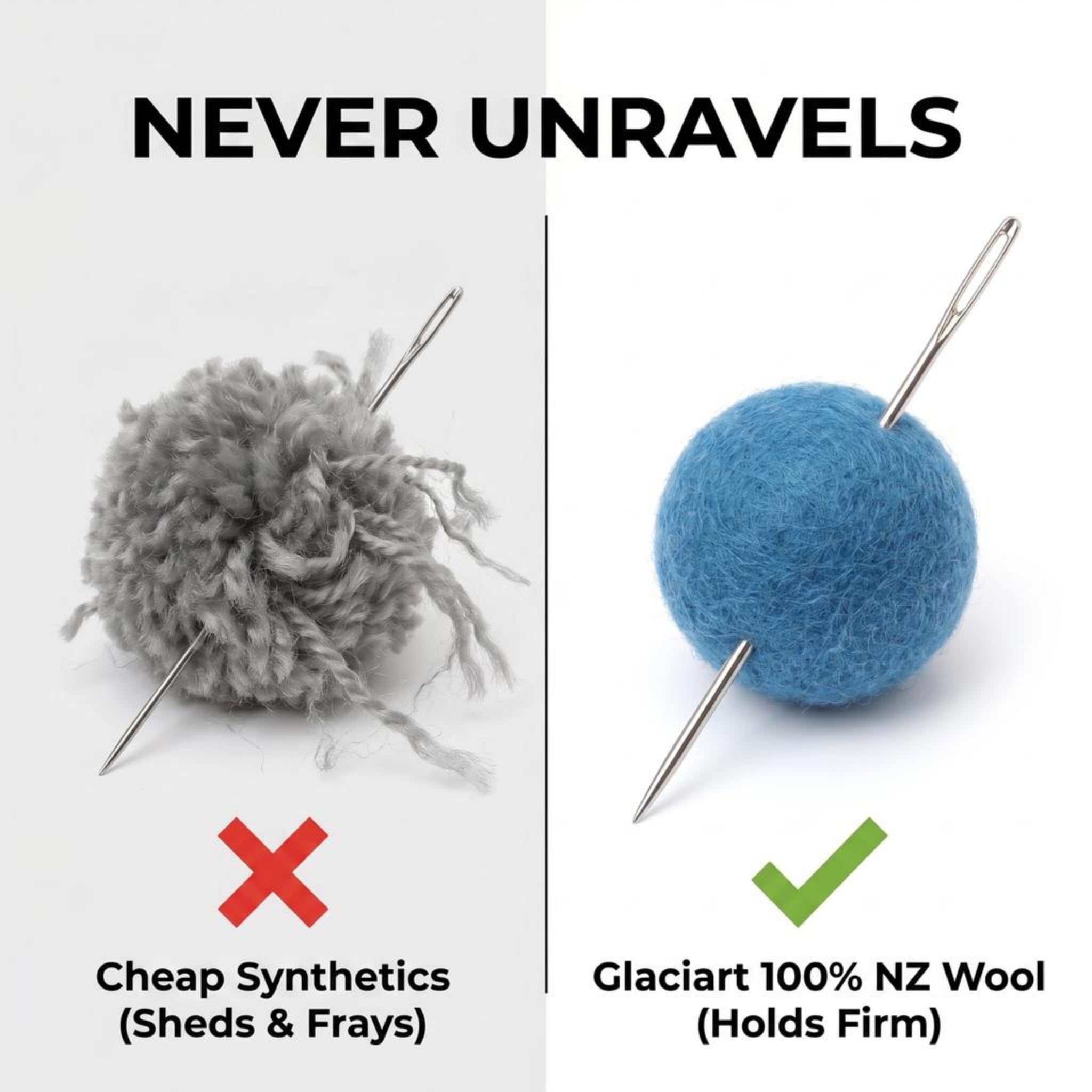 Glaciart One Felt Pom Poms, boules de feutre de laine (120 pièces) 2 cm - 0.8 Inch, feutrées à la main 40 couleurs - Petites boules en vrac pour le feutrage et