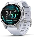 Garmin fēnix 8, 43mm Premium GPS smartwatch, AMOLED touchscreen, multisport, advanced health & training features, built-in LED flashlight, adventure watch with up to 10 days battery life, Whitestone - 1