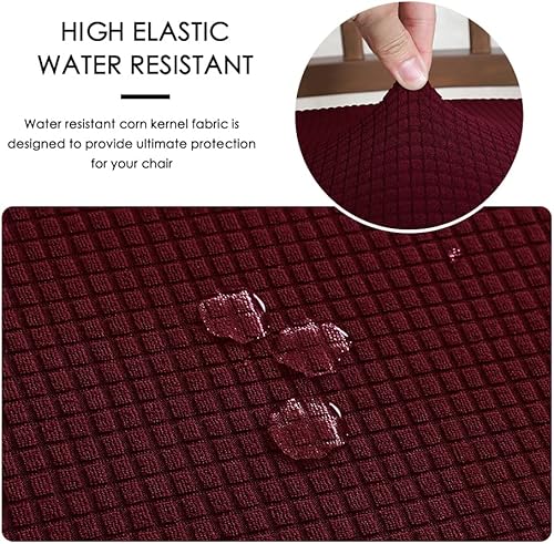 Miniatura 5 de FORCHEER Juego de 4 fundas de asiento para sillas de comedor resistentes al agua, tela jacquard elástica, extraíble y lavable, protector para