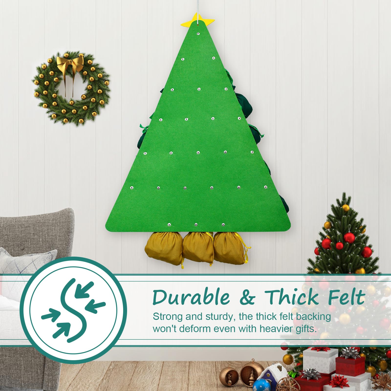 cshare Calendarios de Adviento con bolsillos, árbol de Navidad