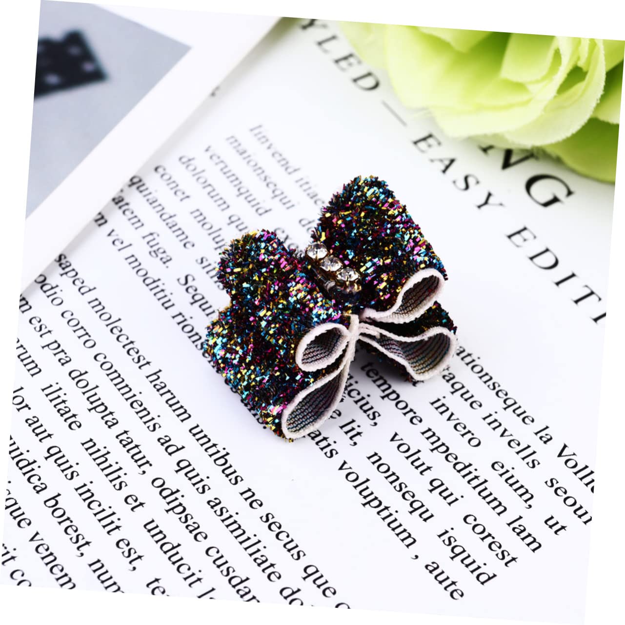 Sosoport 10Pcs Pet Dog Hair Ties with Shiny Rhinestone Bowknot Soft Comfortable Hair Accessories for Dogs for Parties Birthdays and Daily Wear Random Colors