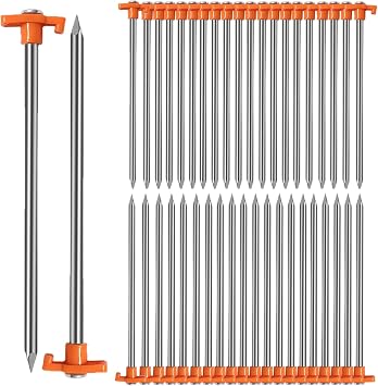 APACALI 40 PCS Tent Stakes Heavy Duty, 10 Inch Metal Tent Pegs Ground Stakes for Camping Tents, Tarps and Canopies
