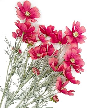 Red Artificial Flowers Calliopsis Silk Flower Arrangements, 4 Pcs Long Stem Cosmos Plastic Flowers for Vase, 23.6 Inch Wildflowers Artificial Flowers Bulk for Decor, Wedding Centerpieces, Garden
