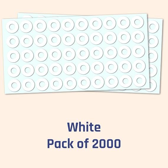 2000 Pieces - Hole Punch Reinforcement Stickers Labels, 1/4 inch, White
