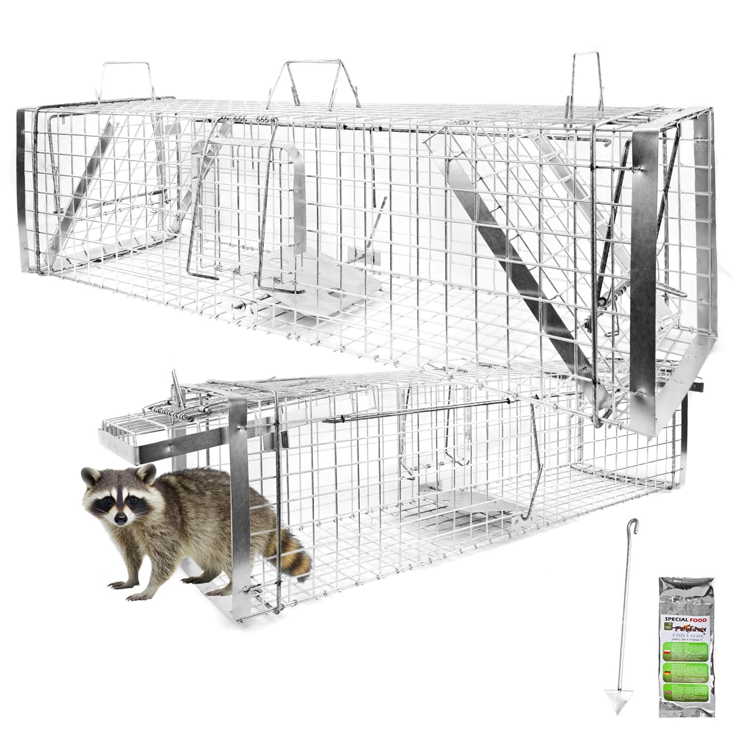 Animales Humane Trampa Jaula Captura Gato Zorro Mapache Castor 120 x 34 x 34 cm Petigi