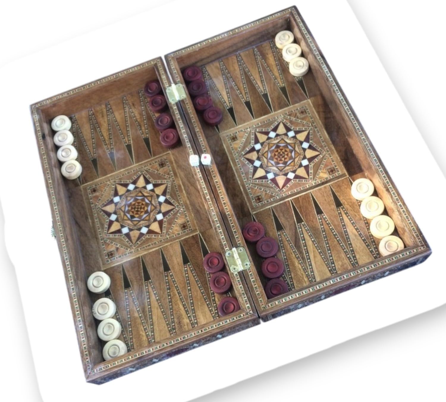 Luxury Backgammon Set for Adults Solid Inlaid Wood Game Board Checkers Handmade Game Sets/Gift for Dad, Husband, Son, Anniversaries
