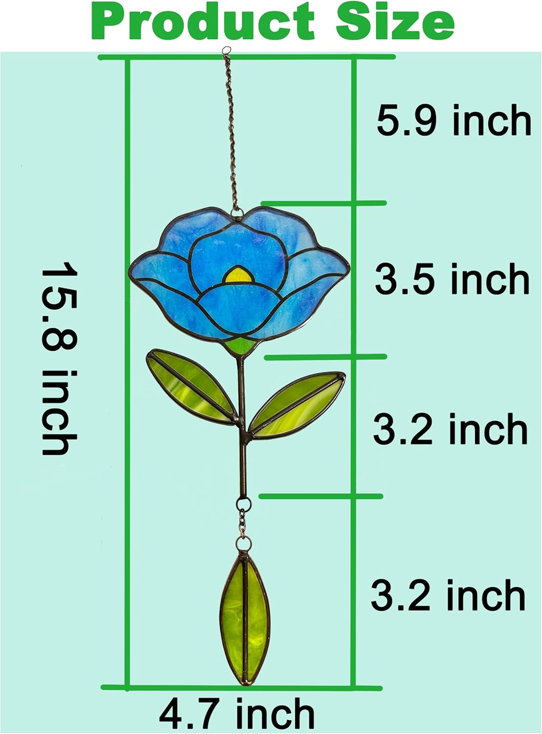 Stained Glass Window Hangings, Handcrafted Garden Suncatchers for Window and Home Decor, Unique Artisan Glass Ornaments for Indoor and Outdoor Use, Blue