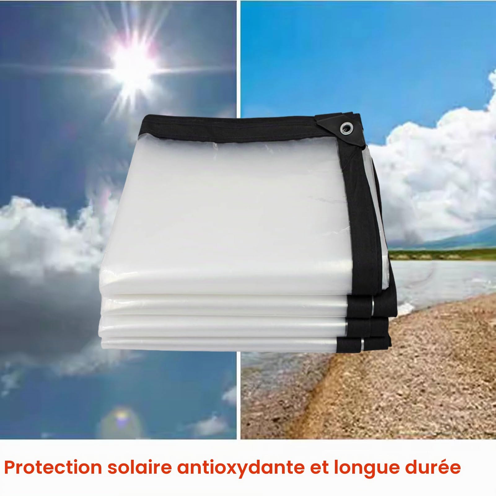 Bâche Imperméable avec Oeillet Transparente 3x8m, Bâches De Protection Extérieu, Bache Plastique Transparente Épaisse, Indéchirable, Bâches Protection Contre IA Pluie