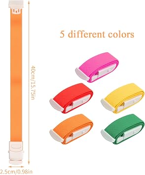 5Pack Adjustable Tourniquet Set with Quick-Release Buckle,First Aid Blood Stop Belt for Emergency Care,Ideal for Adults & Kids (Red, Orange, Yellow, Green, Rose)