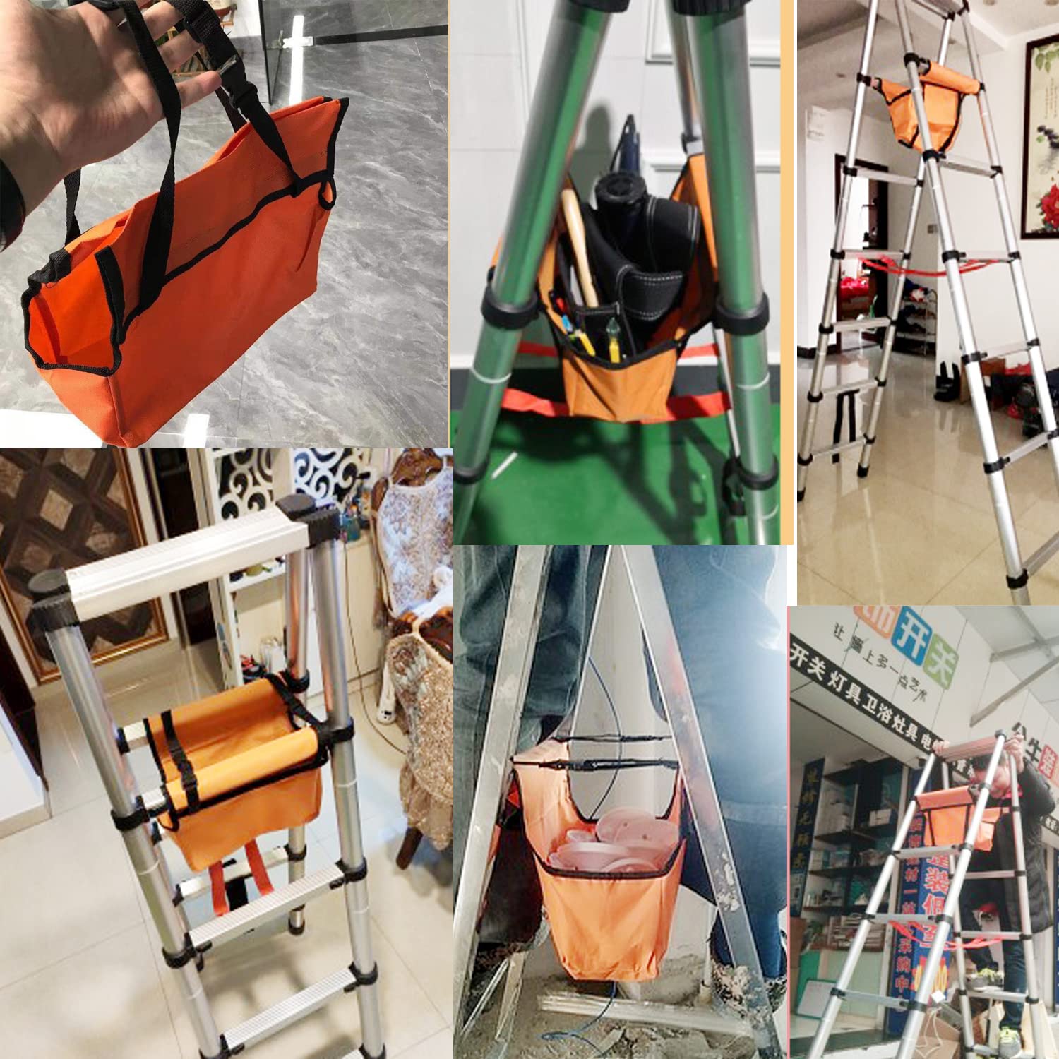 Amazon.co.jp: Hooha 両用脚立 ツールバッグ 2段 3段 4段 5段兼用脚立