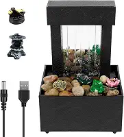 Fonte de mesa, mini fonte de água interna com bateria leve/operada por USB, ornamentos criativos de água corrente decoração de mesa, enfeite de fonte de relaxamento de som para mesa, escritório, casa