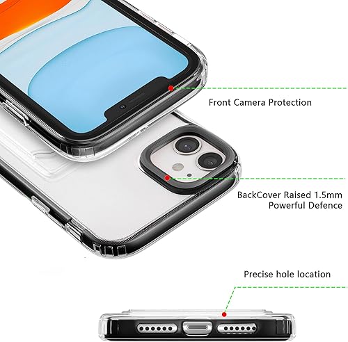 Miniatura 8 de ZCDAYE Funda transparente para iPhone 11, funda delgada suave TPU a prueba de golpes con tarjetero - Negro