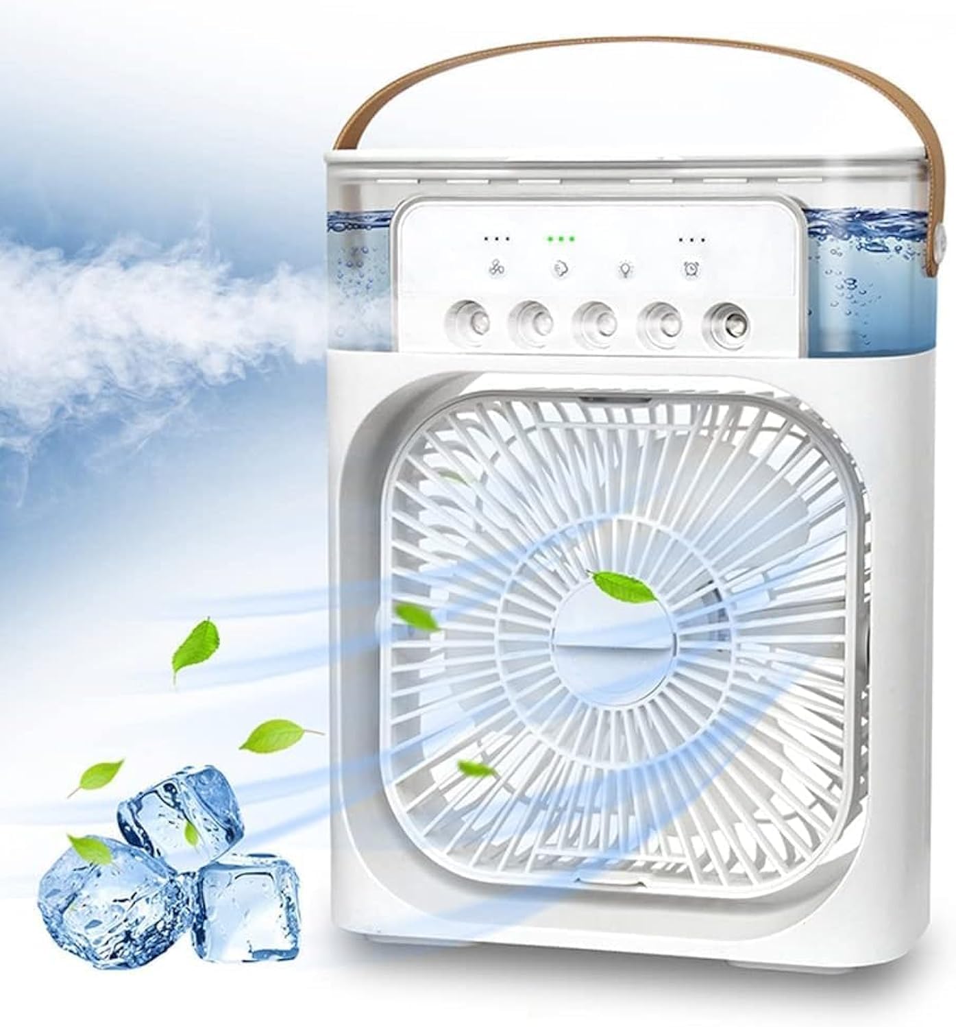 Tragbare Klimaanlage Fan, 4 in 1 Personal Mini Cooling Fan mit Wassernebel Spray, 3 Geschwindigkeiten Verdunstungsluft Kühler Wasser Fan Spray Nebel Tischventilator für Home Office Room