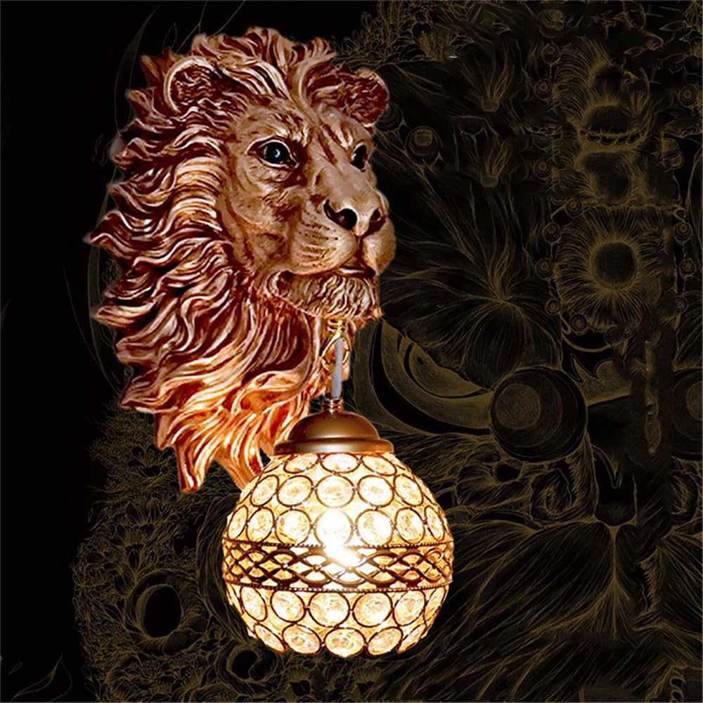 SXECAEPS Lion Wall Lamp - Retro Creative LED Decoration for Living Room, Bedroom, Hallway, Bar, Cafe, and Restaurant