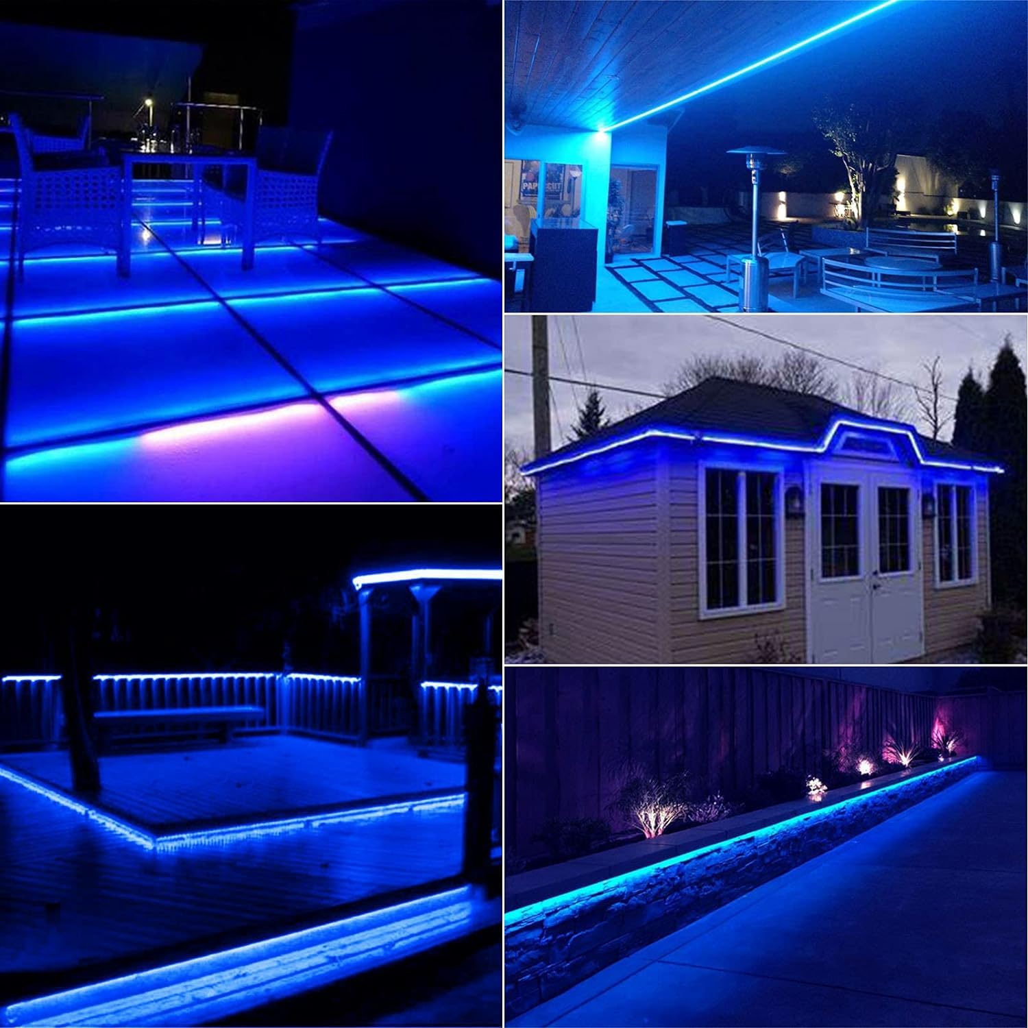 KINGCOO Solar LED Streifen Lichter Außen, Wasserdicht 10M 560Led Lichtleisten Solar Seilleuchten Lichterkette mit Fernbedienung für Garten Terrasse Hochzeit Party Weihnachtsdekoration (Blau)