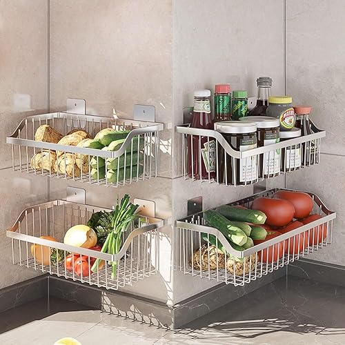 Miniatura 8 de Cesta de frutas de alambre de metal para cocina, organizador de acero inoxidable SUS304, cestas de almacenamiento para baño, diseño de ahorro de