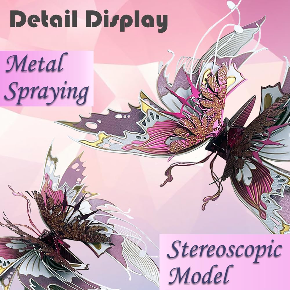 3D Metal Puzzles for Adults,Butterfly Model Building Kits,Cute Insect Design,Brain Teaser Puzzle,DIY Mechanical Assembly Kit Creative Ornament Suitable for Home Decor Art Craft (Purple)