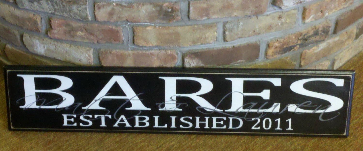 Personalized Family Sign Custom Painted Wood Sign Family Name Established date Wedding Anniversary Plaque Board 7x32