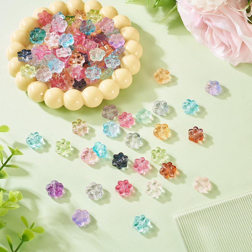 FASHEWELRY 120 Pcs Crystal Glass Flower Beads Bulk Assorted Cute Sparkle Floral Shape Spacer Bead Clear Glass Beads for Bracelets Necklace Earring Bouquet Jewelry Making - Image 4