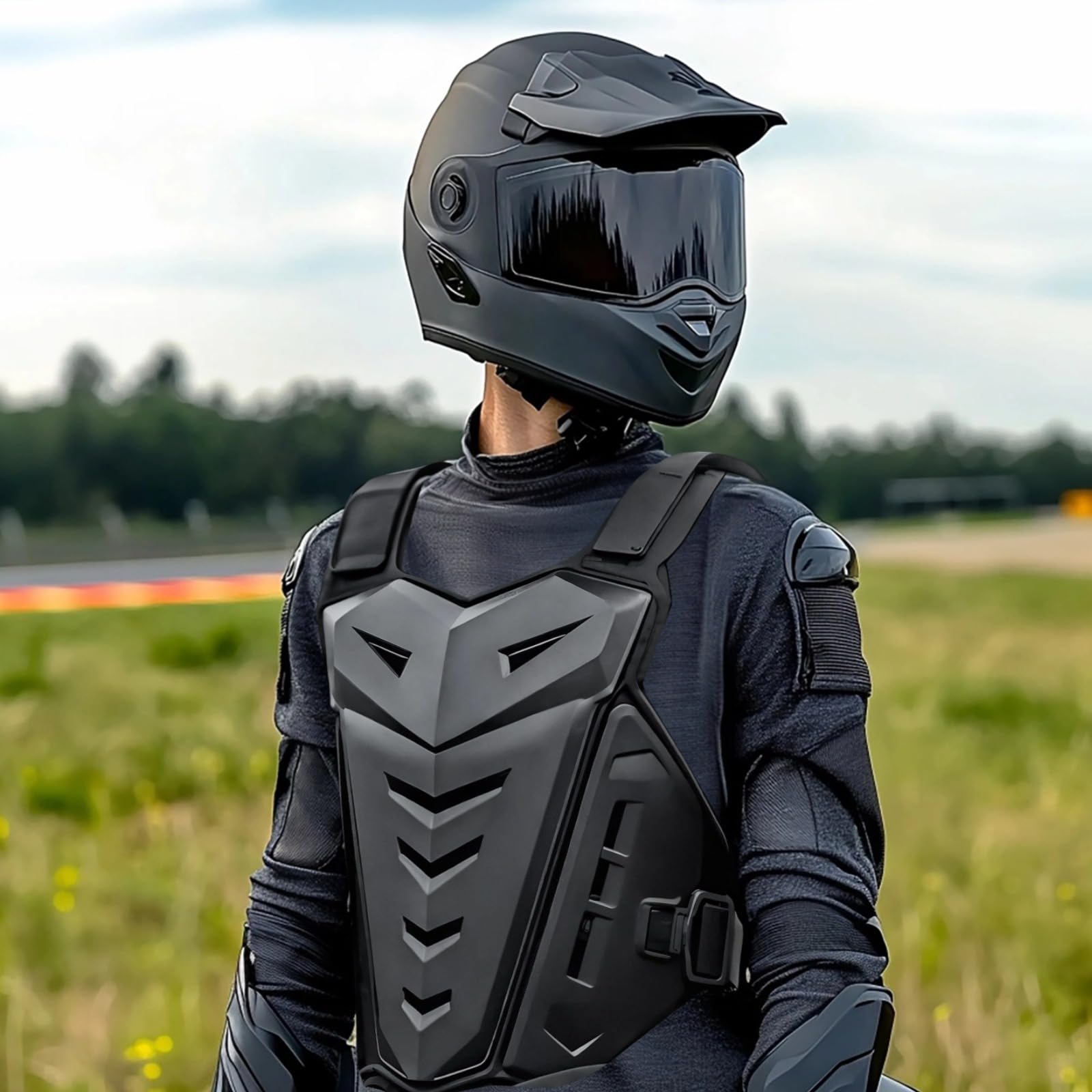 Ochraniacz klatki piersiowej motocykla, pancerz z pianki amortyzującej wstrząsy, regulowana kamizelka na klatkę piersiową dla dorosłych, ochrona ciała do motocrossu, sportów na świeżym powietrzu