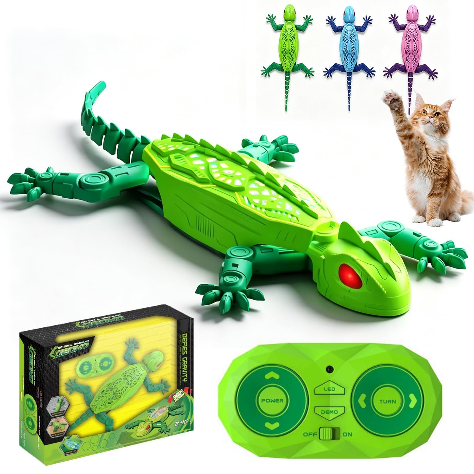 Remote Control Wall Climbing Gecko Toy, Interactive Electronic Toy For Cats