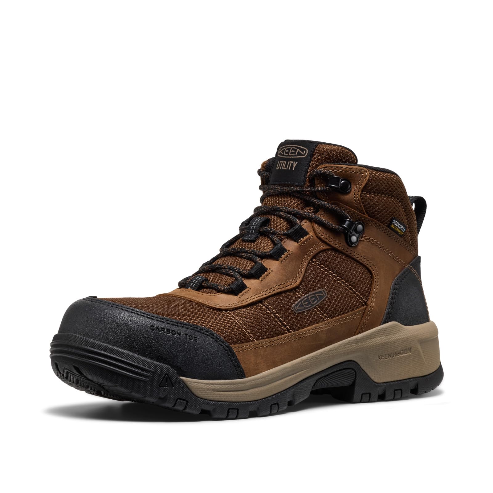 KEEN Utility Men's Skokie Hiker Style Mid Height Composite Toe 90 Degree Waterproof Work Boots, Dark Earth/Black, 10.5 EE