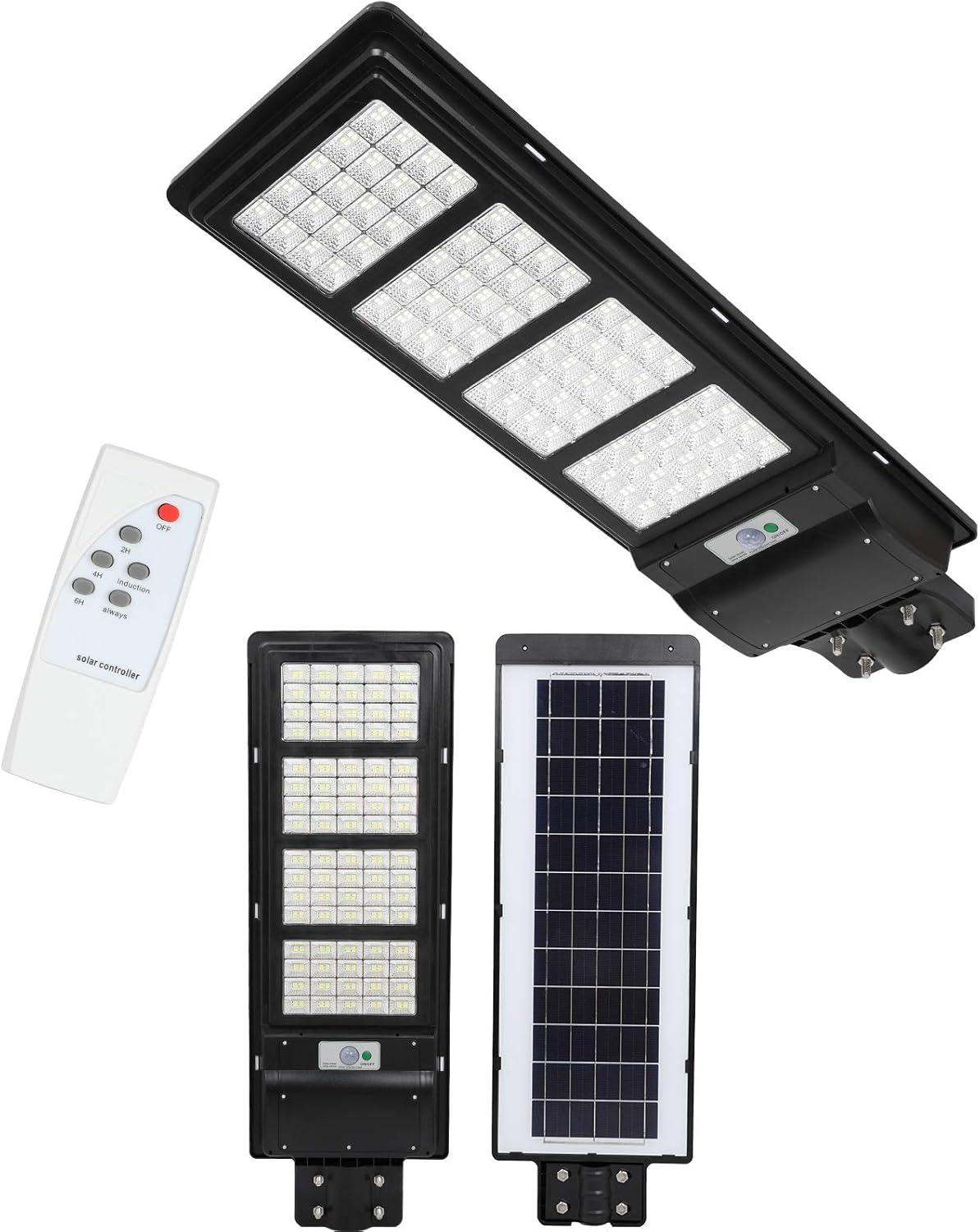 Street Light 150W Solar Panel Street Light Outdoor Dusk to Dawn LED Solar Powered Street Lamp Security Led Flood Light with Remote Control Waterproof Radar Sensor for Yard, Road,Garden,Park