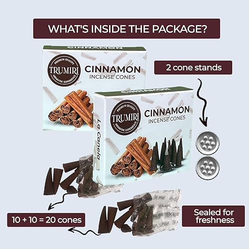 Miniatura 2 de Conos de incienso de canela, 20 conos de incienso en total, paquete doble de 10 conos de insencia, conos de incienso perfumados, aromas de incienso