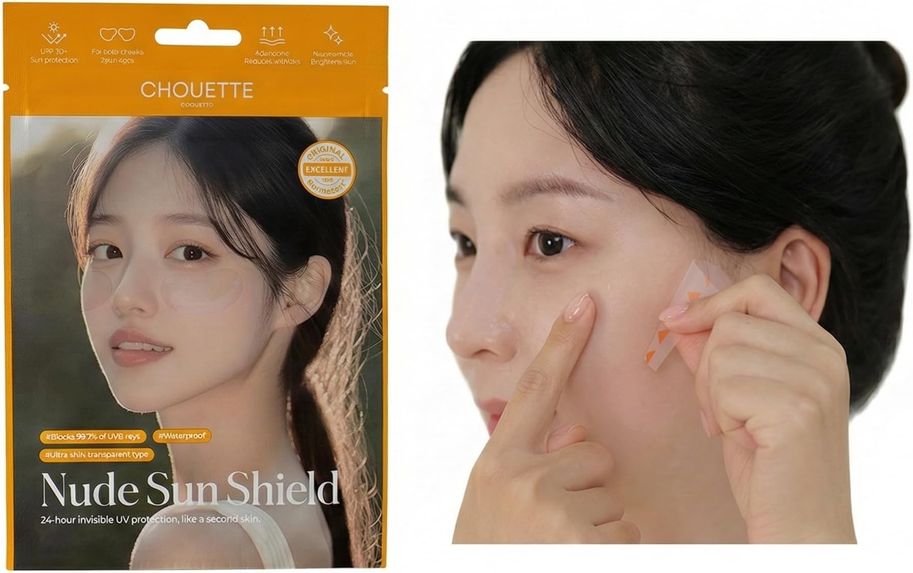 Korean Invisible Nude Sun Shield Patch – 8 Cheek Patches + 4 Nose Patches Transparent UV Protection Tape for Face - Waterproof, Breathable Hydrogel Sun Patch with Niacinamide for Golf, Running